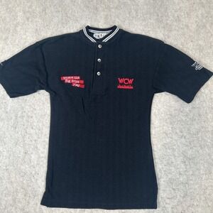 VTG 90s WCW Where The Big Boys Play Wrestling Henley Shirt XS X-SmallWCW